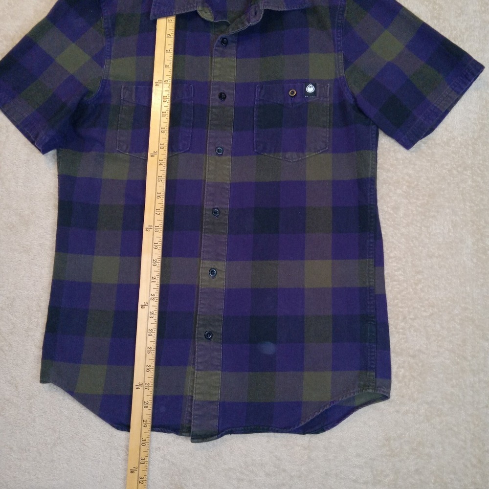 Nomis Men's Medium Short Sleeve‎ Flannel Shirt Purple Green - Picture 8 of 8